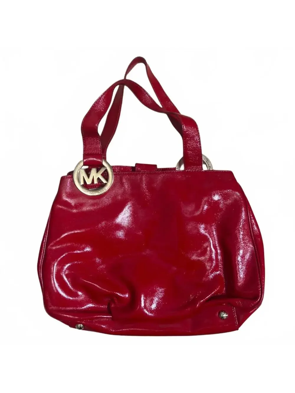 Michael Kors Logo Bright Red Fulton East West Shoulder Tote Bag Satchel